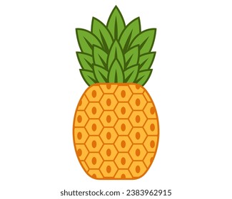 pineapple color icon. exotic fruit. flat vector illustration.