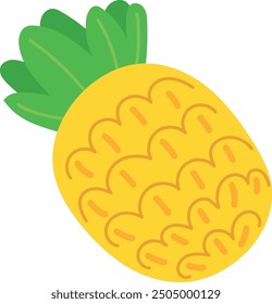 Farbsymbol für Ananas. Tropisches Sommerfruchtsymbol einzeln auf weißem Hintergrund