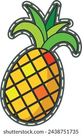 Pineapple color patch. Colorful fruit print sticker