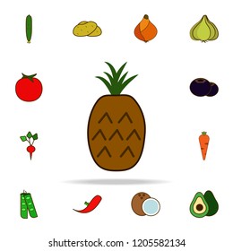 a pineapple colored icon. fruit icons universal set for web and mobile