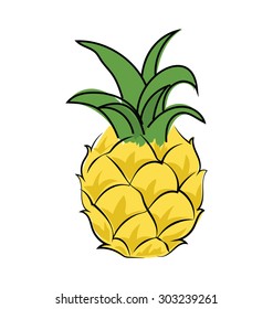 Pineapple Colored Sketchy Vector Icon 