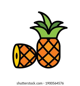 Pineapple colorful icon vector on trendy design.
