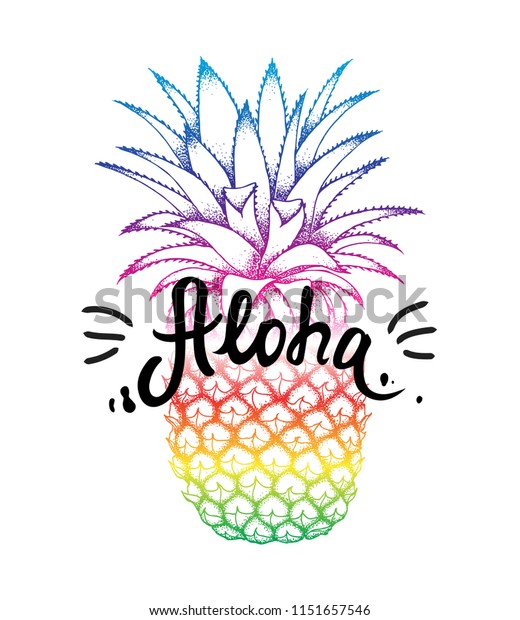 Dessin Multicolore A L Ananas Isole Sur Image Vectorielle De Stock Libre De Droits