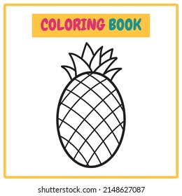 Pineapple Coloring Book or Outline Vector Design