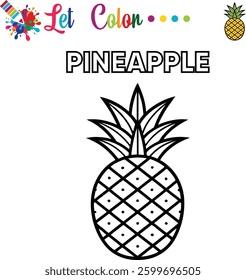  Pineapple Coloring Page for Kids Printable Activity for Preschool Learning and Fun