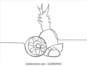 Pineapple. Continuous line