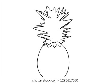Pineapple. Continuous line