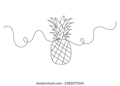  Pineapple continuous single line art and isolated outline vector design