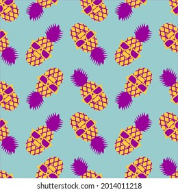 Pineapple cool with glasses pattern seamless. vector background
