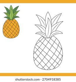 Pineapple Copy Colour worksheet for kids