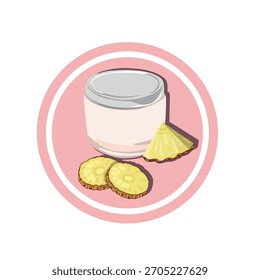 Pineapple Cream Jar, Cosmetics Vector Cartoon