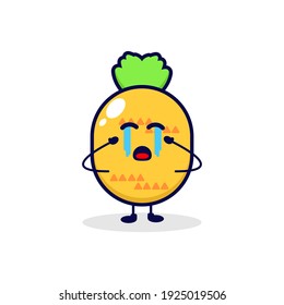 Pineapple cry cute character illustration