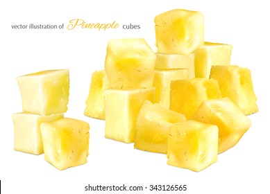 Pineapple cubes. Vector illustration.