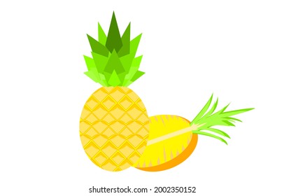 Pineapple cut in half icon vector on white background.