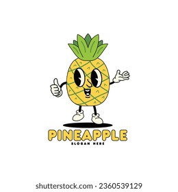 ein Ananas-süßer Cartoon-Vektorgrafik-Logo
