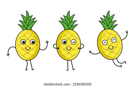 Pineapple cute character funny fruit cartoon