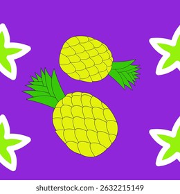 Pineapple, cute, fabric pattern, printing, fruit for screen printing, interior wall work, product display, fruit lovers, fruit event, gift wrapping paper, invitation cards, tile work, art, freshness, 