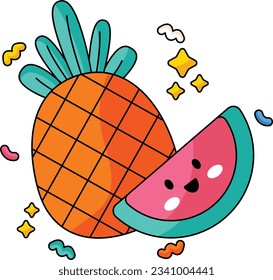  pineapple cute holiday sticker icons design