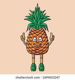 pineapple cute mascot vector cartoon illustration