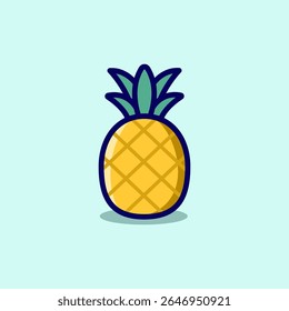 Pineapple cute retro cartoon vector hand drawn