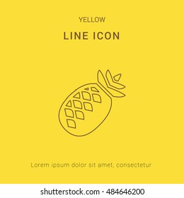 Pineapple Cute yellow thin line icon / logo Design