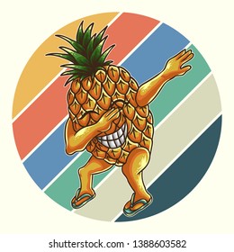 Pineapple Dabbing Retro Vector Illustration