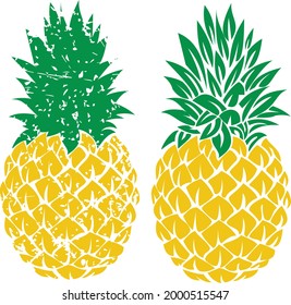 Pineapple distressed Svg vector Illustration isolated on white background. Pineapple svg shirt design. Fruit svg Summer svg.  svg