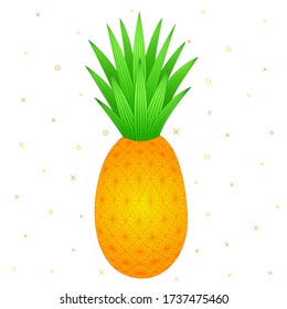 Pineapple. Doodle. Color vector illustration. Hand-drawn. Isolated on a white background. Bright decorative pineapples for your design.