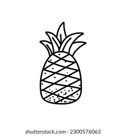 Pineapple doodle, hand drawing Isolated on a white background. Vector stock illustration.