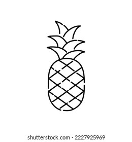 Ananas-Doodle-Symbol. Handgezeichnete schwarze Skizze. Vektorgrafik.