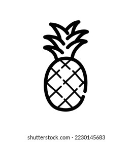 Pineapple doodle icon. Hand drawn symbol. Vector illustration.