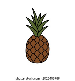 pineapple doodle icon, vector illustration