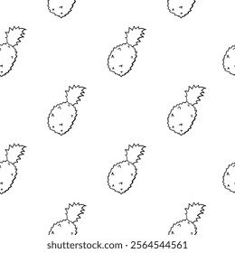 pineapple doodle pattern. pineapple background. pineapple summer pattern. pineapple seamless pattern background for design, fabric print or wrapping paper.