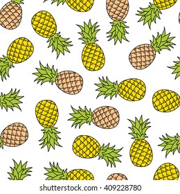 pineapple doodle seamless pattern