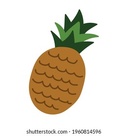 Pineapple in doodle style. Fresh fruit, healthy and vegan food.
Hand drawn vector illustration isolated on white background.