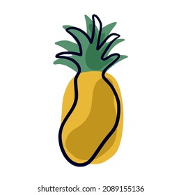 Pineapple in doodle style. Print, poster design. Vector illustration