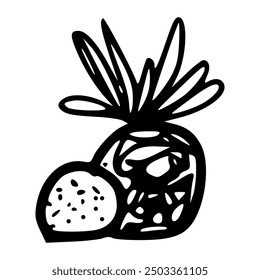 Pineapple doodle vector illustration. Hand drawn pineapple.