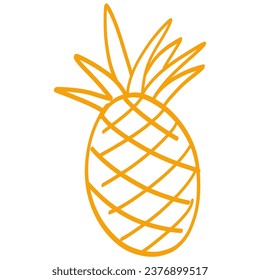 Pineapple Drawing Doodle Line Art Cartoon Illustration Vector