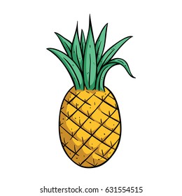 pineapple drawing using doodle art and color