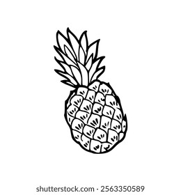 A pineapple is drawn in black and white