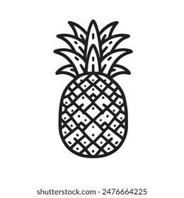 A pineapple is drawn in black and white. The pineapple is the main focus of the image, and it is the only object that is drawn in color