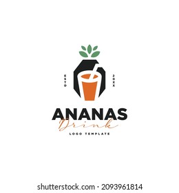 pineapple drink logo icon vector template