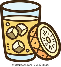 Pineapple drink vector doodle illustration and graphic