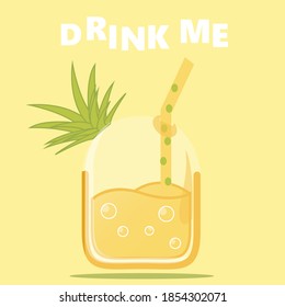 Pineapple drink vector exotic fruit