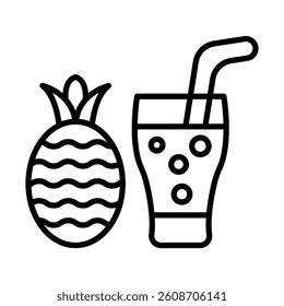 Pineapple Drink Vector Line Icon Design