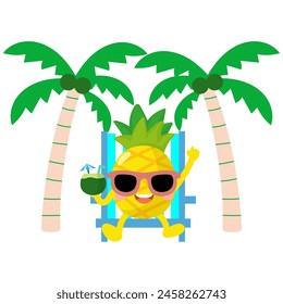 pineapple drinking coconut water, Funny pineapple hello summer