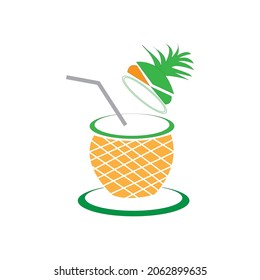 Pineapple drinking straw Free Vector