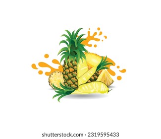 pineapple editable vector illustration on white background.