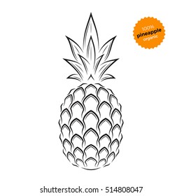 Pineapple emblem, label, symbol. Template for stores, markets, food packaging. Vector illustration. 