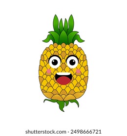 Vector de ilustración de emoticono de piña. Ilustración aislada en fondos blancos